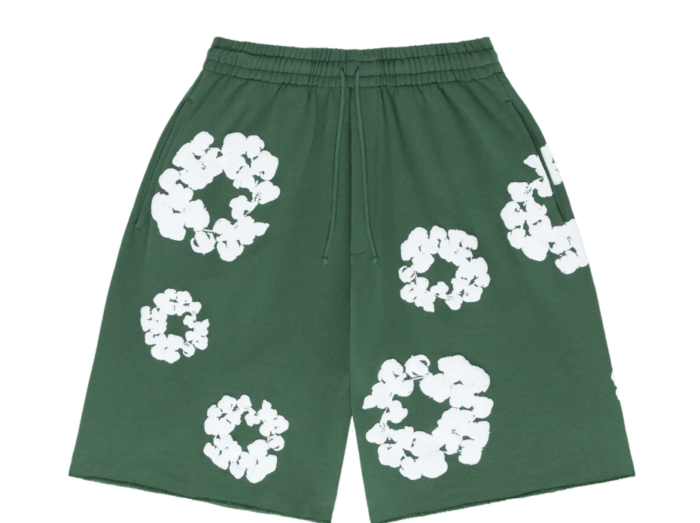 Denim Tears Cotton Wreath Green Shorts - Image 1
