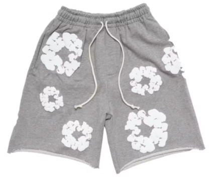Gray Tears Cotton Wreath Denim Shorts