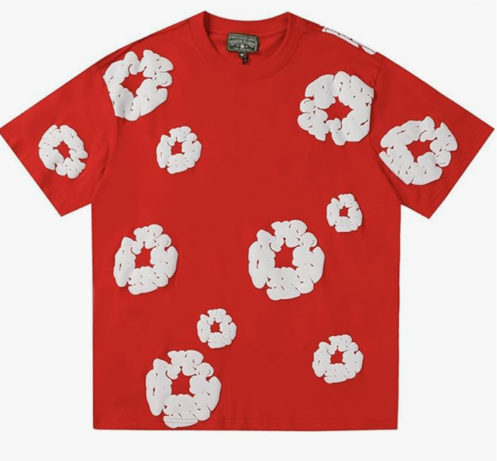 Denim Tears Cotton Red Floral Print T-Shirt - Image 1