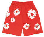 Denim Rips Cotton Crown Shorts Red - Image 2