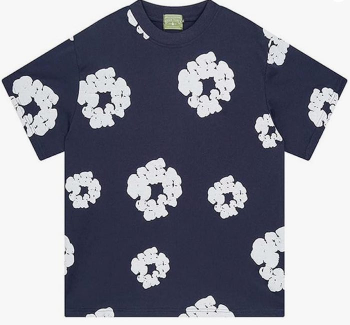 Denim Tears T-Shirt Navy Blue/White - Image 1