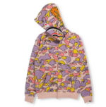BAPE women's Sta Camouflage Shark Full Zip Hoodie Pink - Image 2