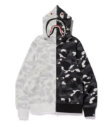 BAPE City Camouflage Half Shark Full Zip Hoodie White/Black - Image 2