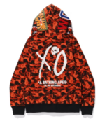 BAPE x XO Camouflage Shark Full Zip Hoodie Orange - Image 2