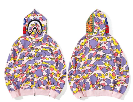 BAPE women's Sta Camouflage Shark Full Zip Hoodie Pink