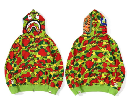 BAPE Sta Camouflage Shark Green Zip-Up Hoodie