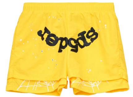 Sp5der Logo Sweatshorts Yellow