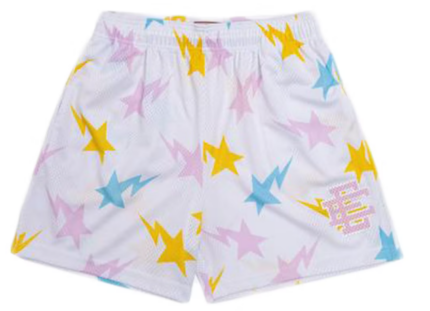 Eric Emanuel x BAPE EE Shorts White/Yellow/Blue/Pink
