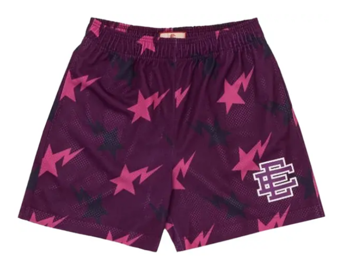 изображение_2025-08-10_034252287 Eric Emanuel x BAPE Miami Shorts Purple/Pink/Black - Image 1