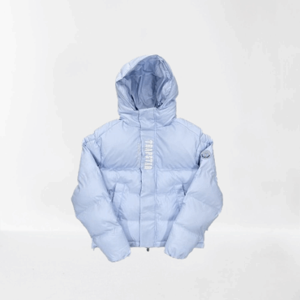 Trapstar Decoded 2.0 Hooded Down Jacket in Ice Blue